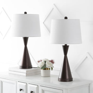 Colton 26" Classic French Country Iron LED Table Lamp with USB Charging Port - JONATHAN Y